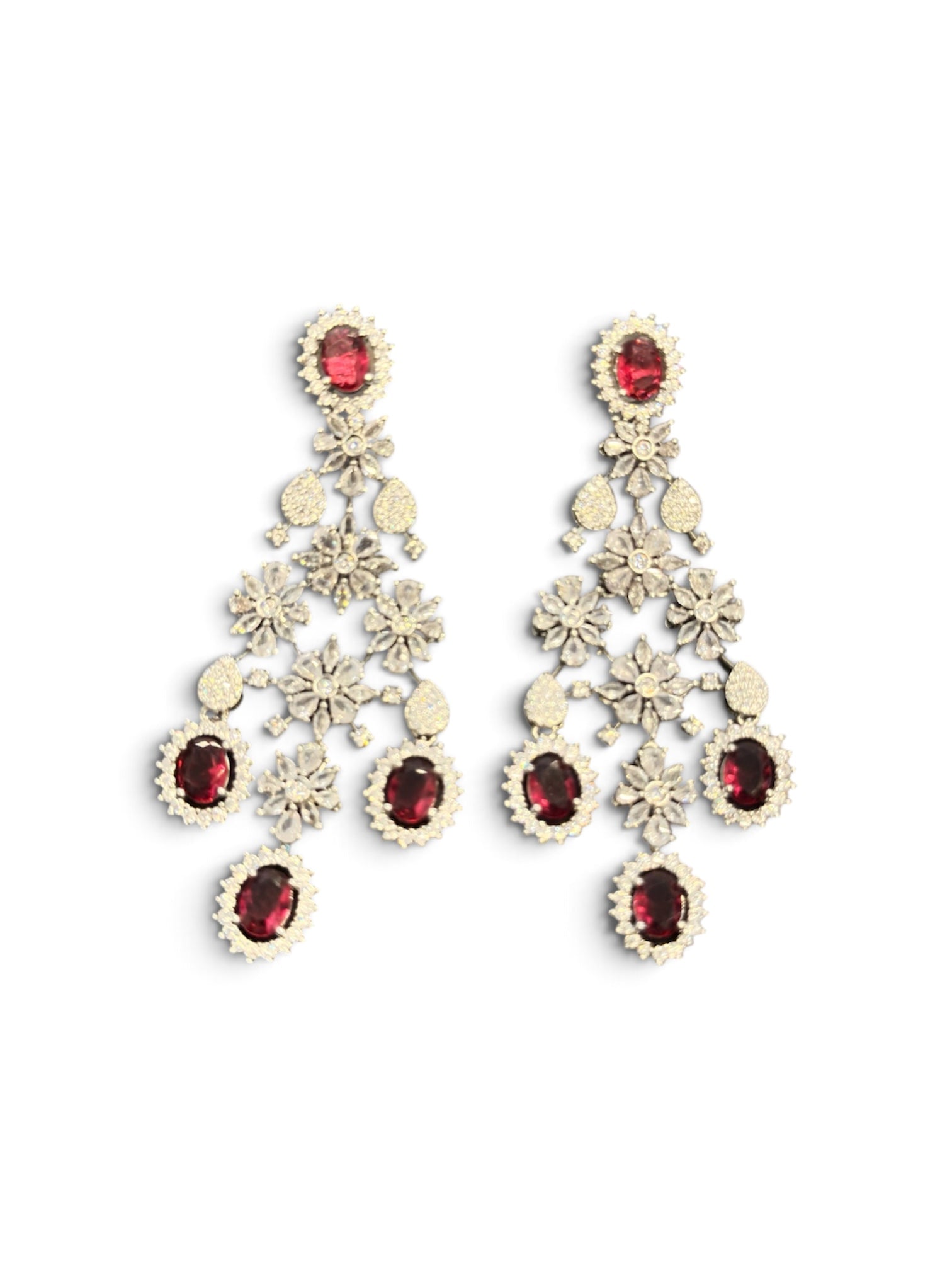 Roshni – Ruby Crystal Chandelier Earrings
