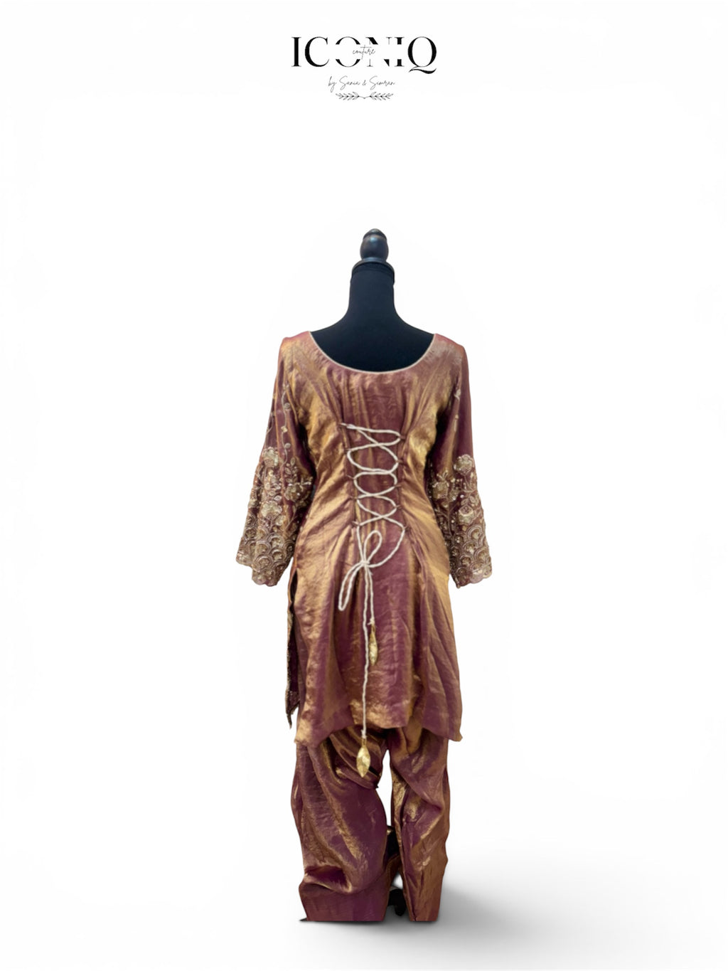 Purple Glass Tissue Embroidered Farshi Set