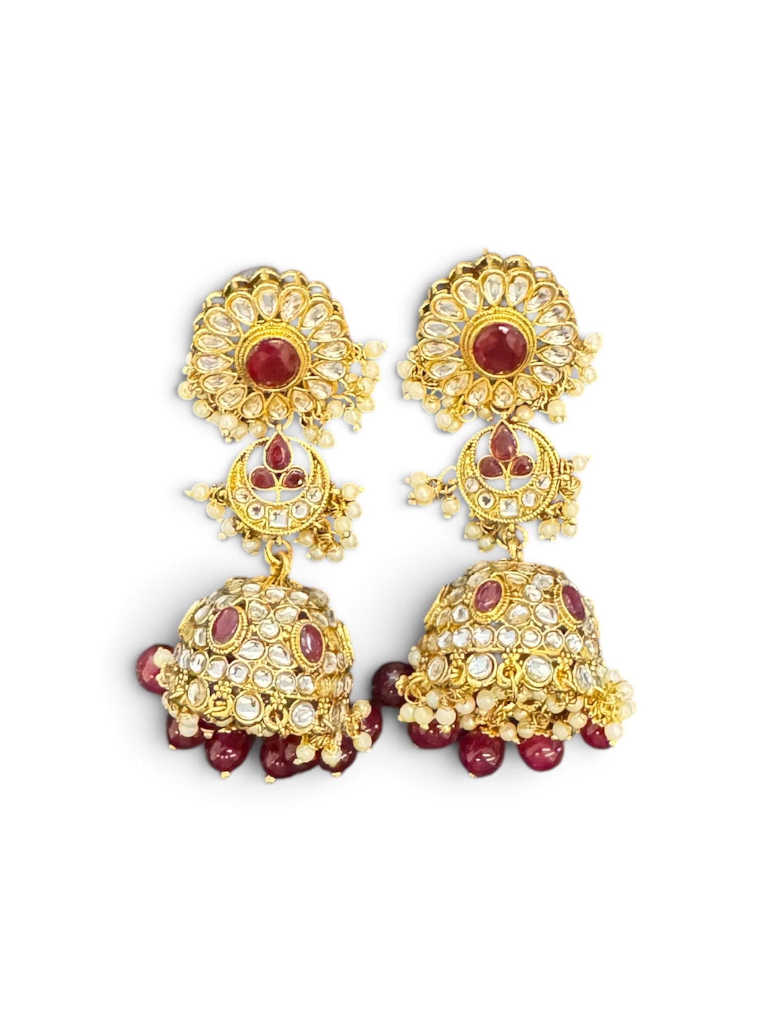Gulnaar – Ruby Kundan Jhumka Earrings