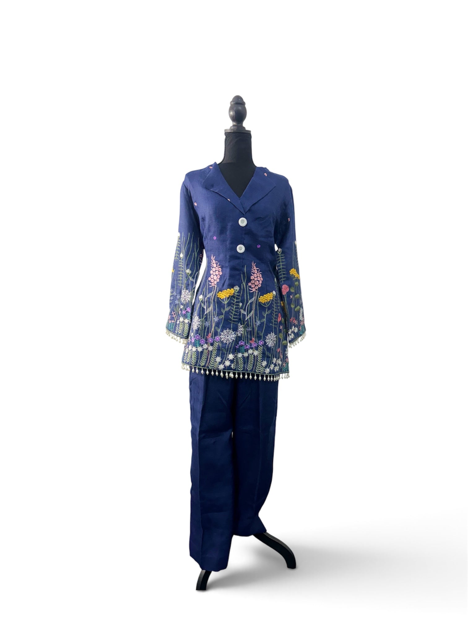 Neelam – Midnight Blue Botanical Embroidered Co-Ord Set