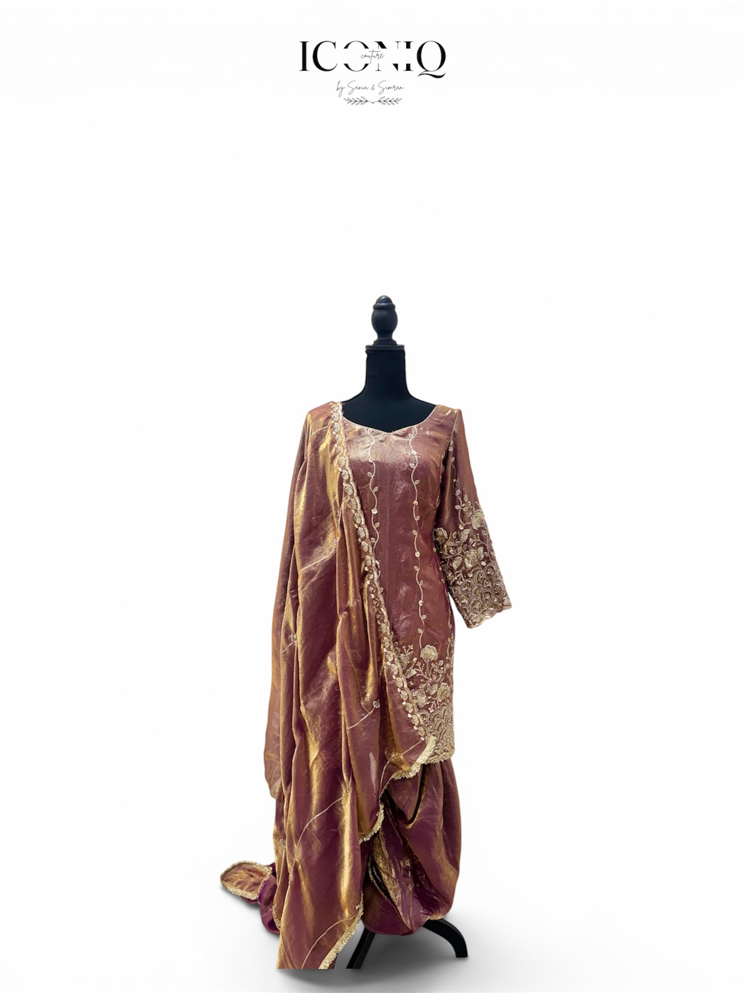 Purple Glass Tissue Embroidered Farshi Set