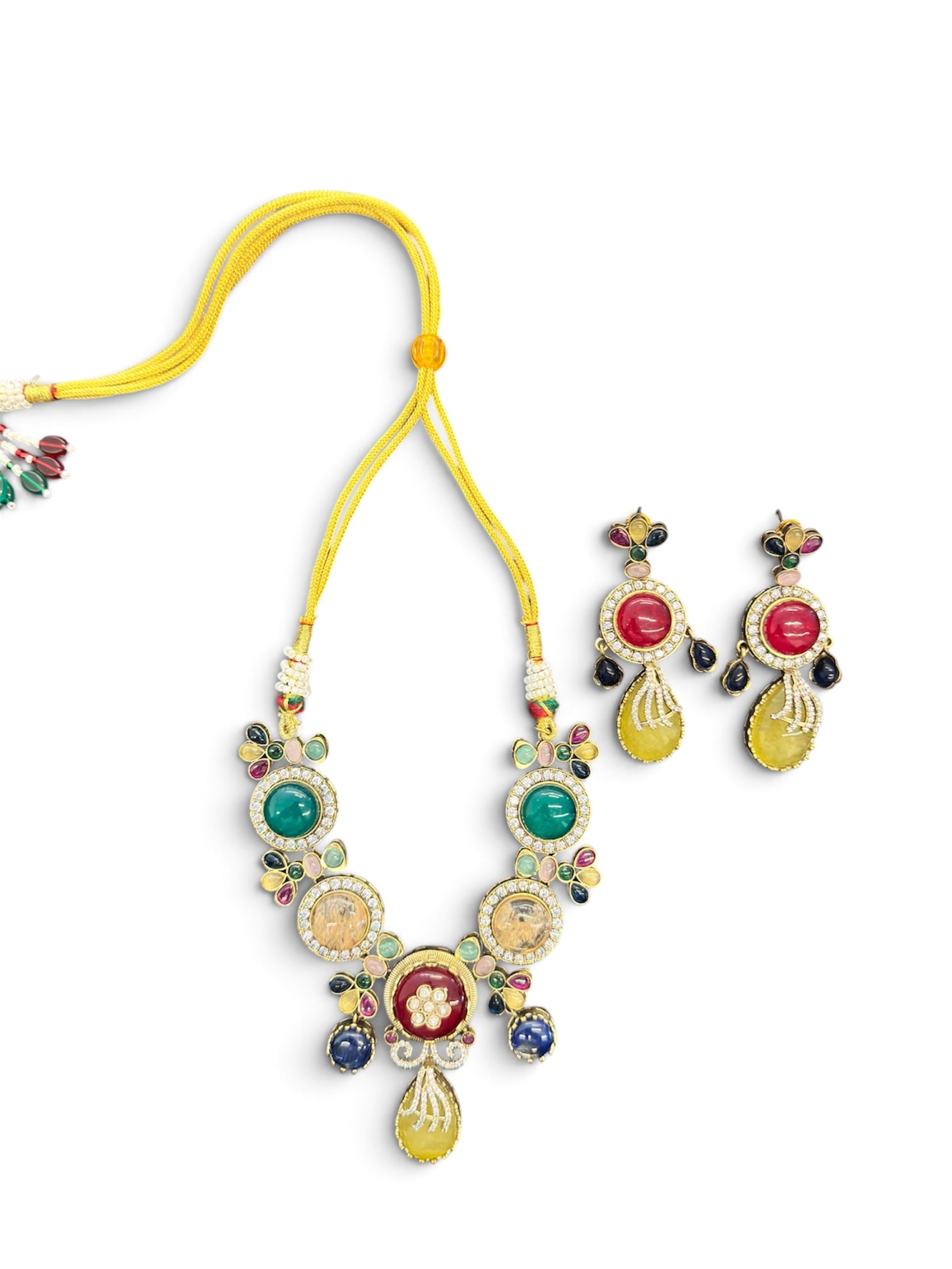 Rangrez – Multicolour Stone Statement Necklace Set