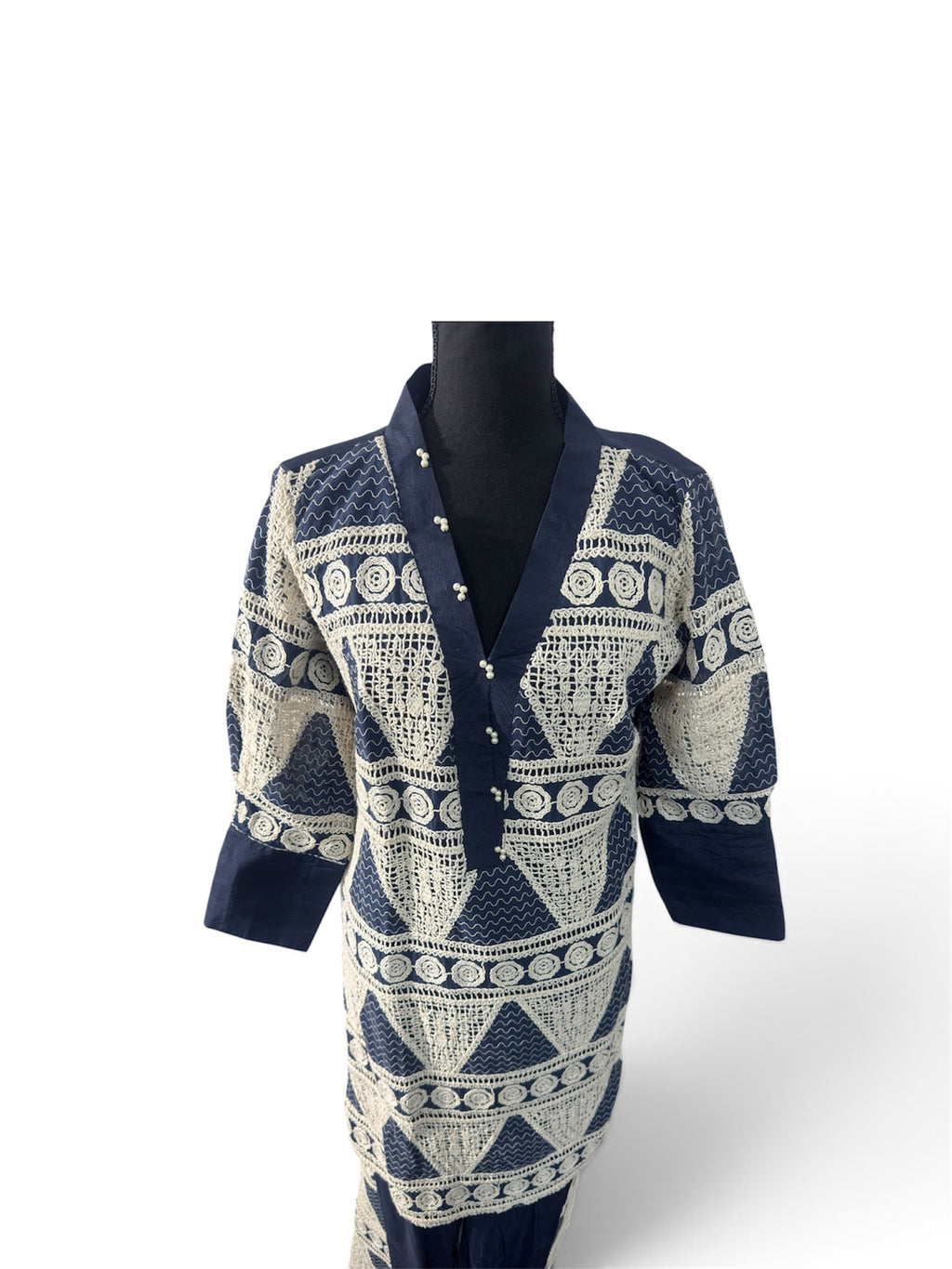 Mahveen – Navy & Ivory Statement Co-Ord Set