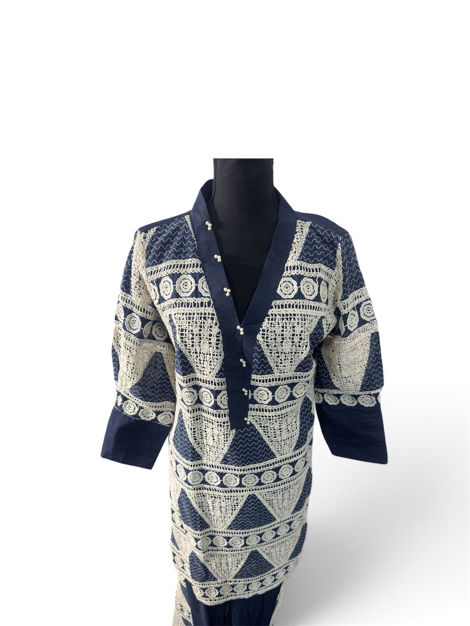 Mahveen – Navy & Ivory Statement Co-Ord Set