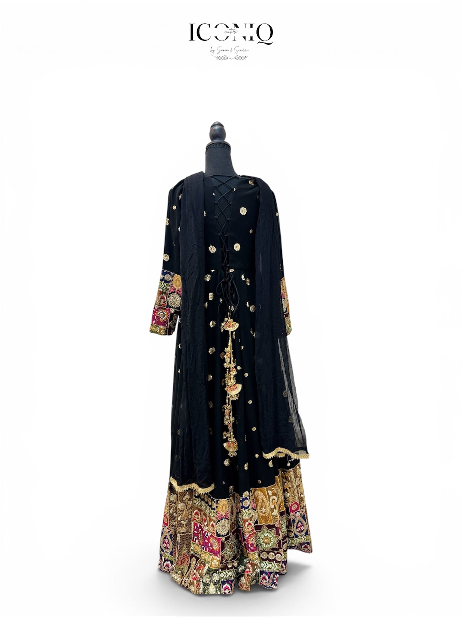 Black Floor-Length Anarkali with Dupatta