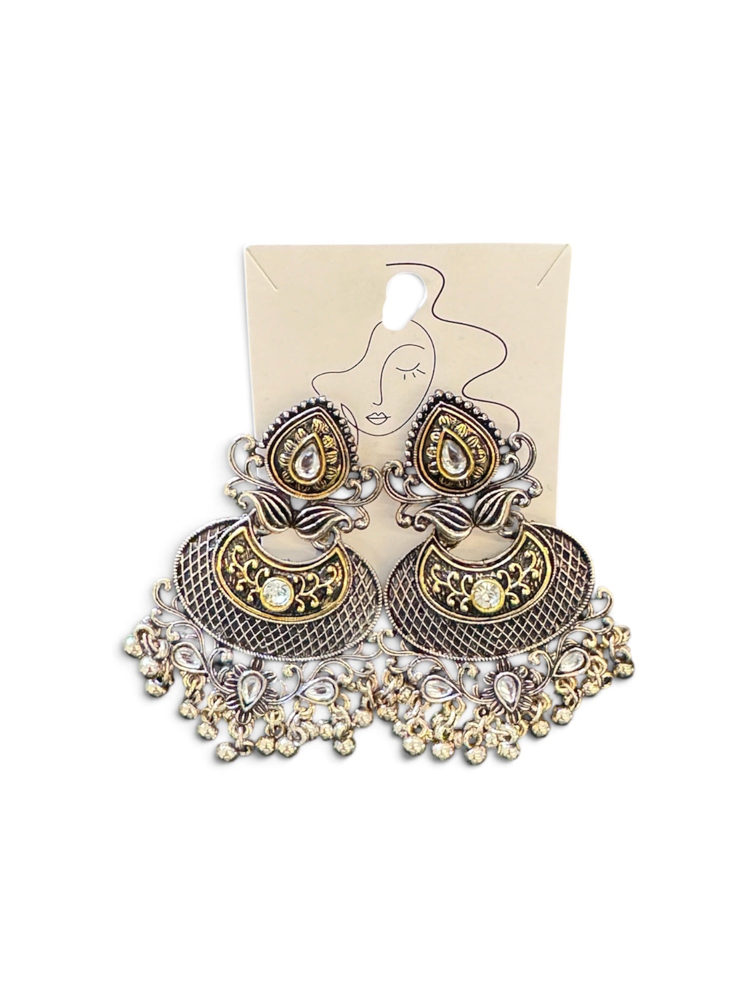 Zareen – Two-Tone Antique Chandbali Earrings
