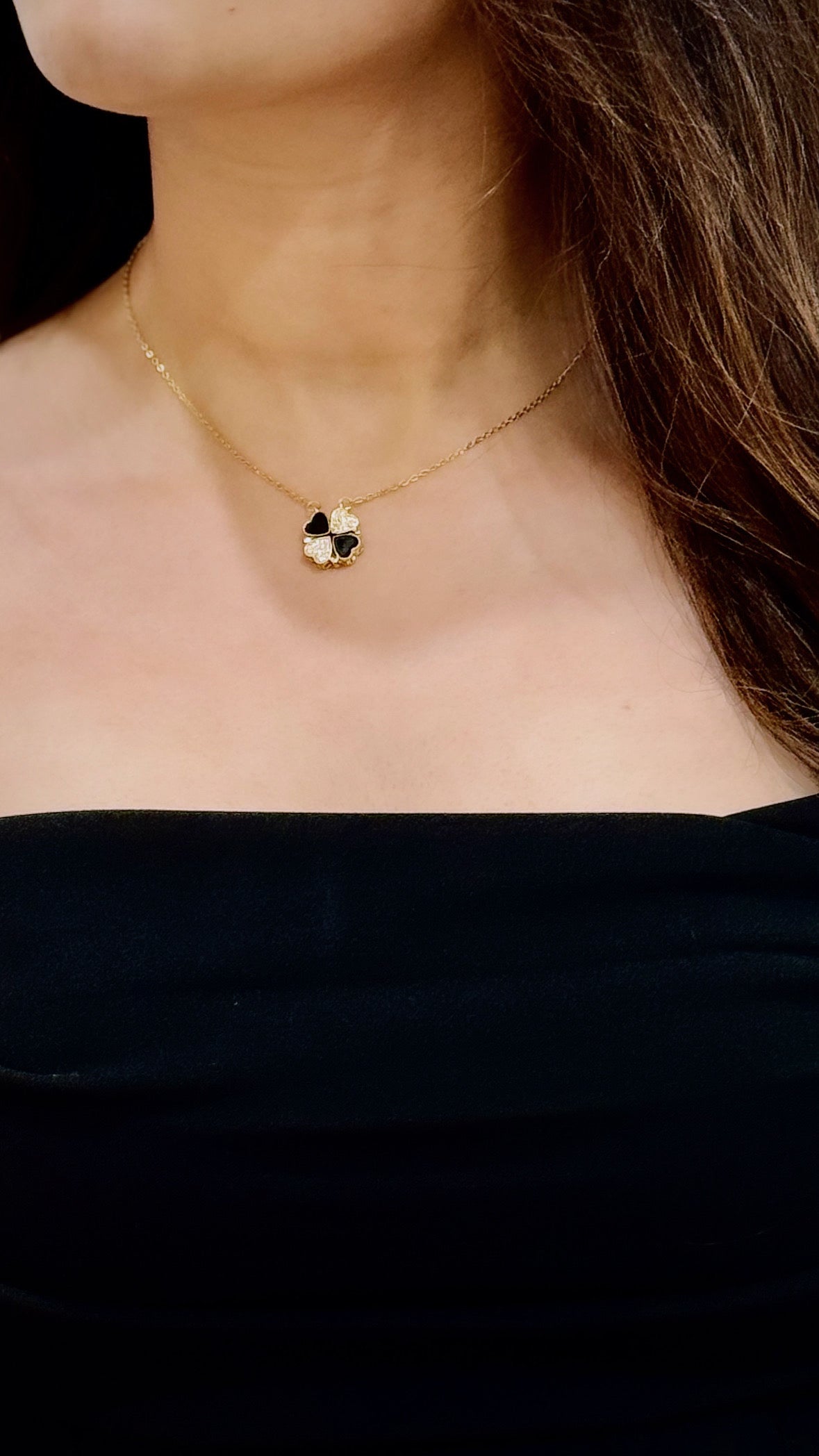 Gold & Black Enamel Necklace
