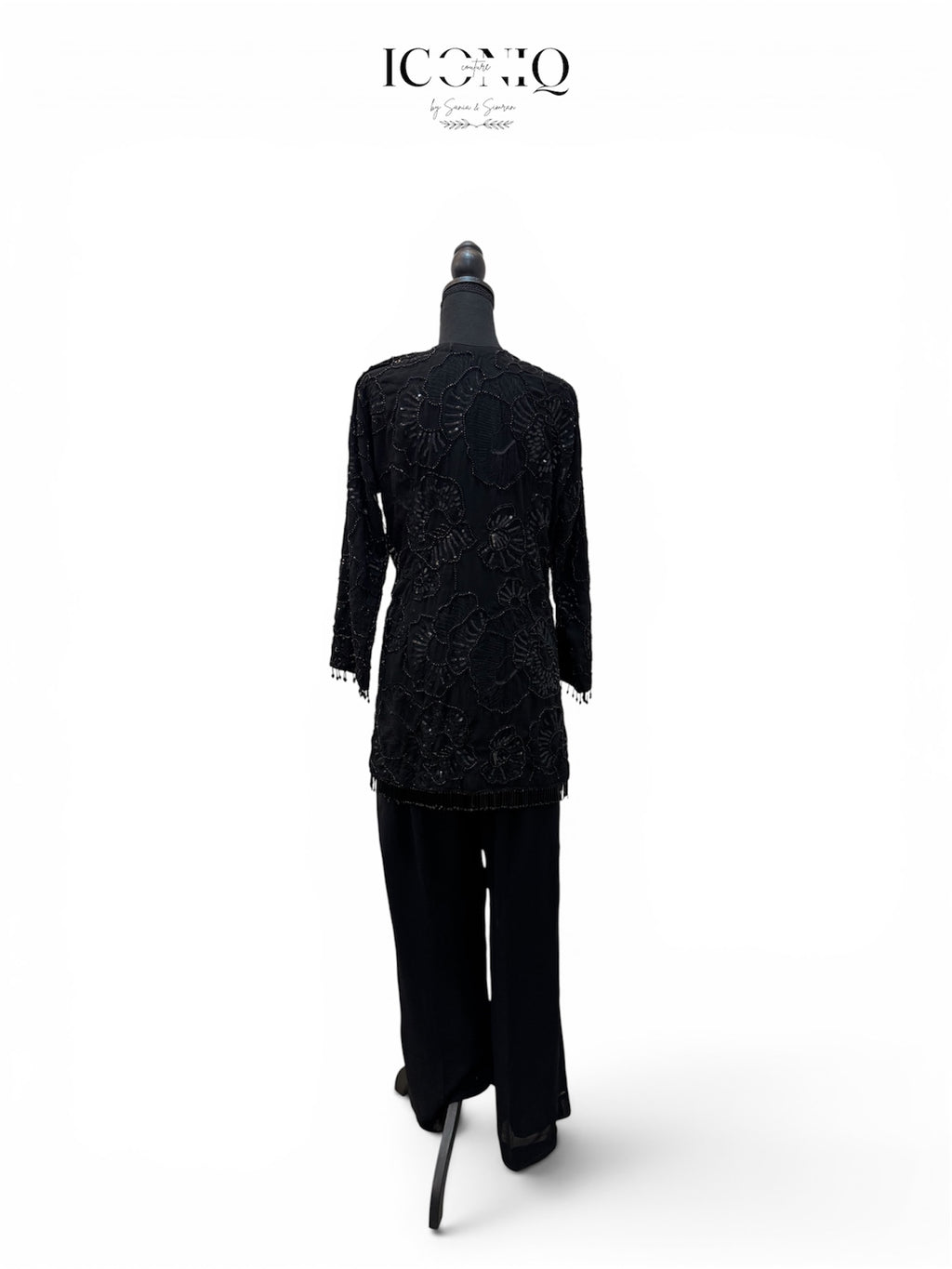 Black Embroidered Cord Set